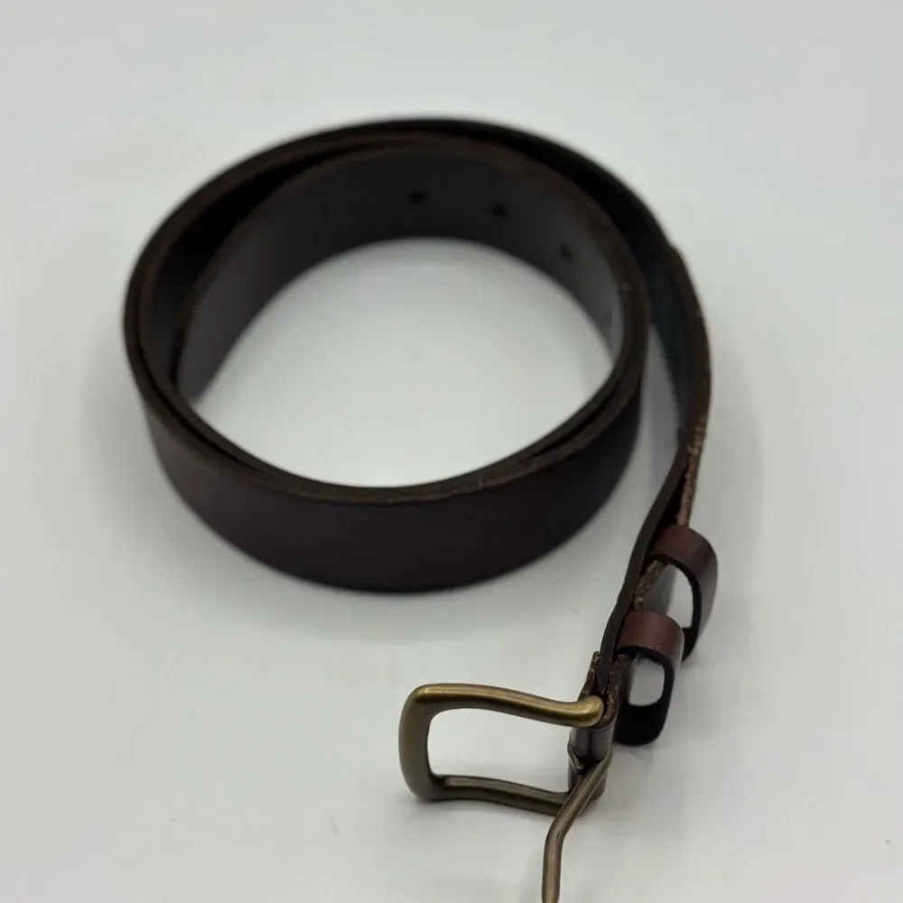 Polo Ralph Lauren Full Grain Leather Brown Belt Brass Buckle Size 38